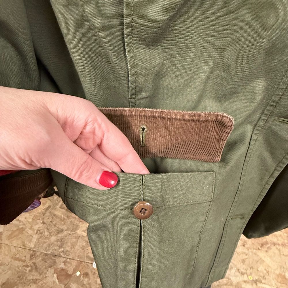 Vintage L.L. Bean Barn Jacket Olive & Brown Size 3X Corduroy, Flannel Lined - Picture 9 of 9
